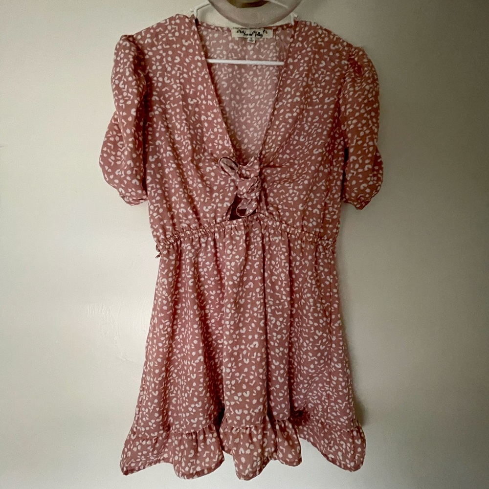 Pink and White Print Tea dress